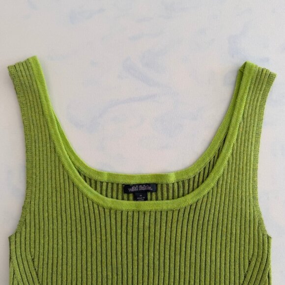 Wild Fable Bright Green Ribbed Cropped Tank Top - Picture 4 of 7